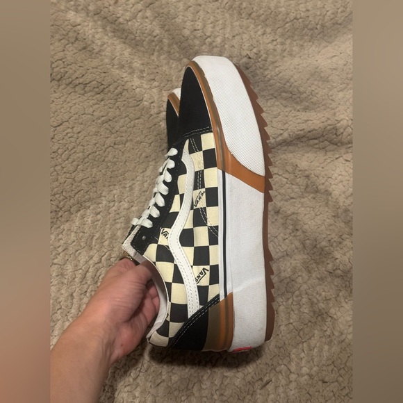 VANS OLD SKOOL STACKED (CHECKERBOARD) Black/ True White, M 7.5/W 9 - Picture 5 of 8